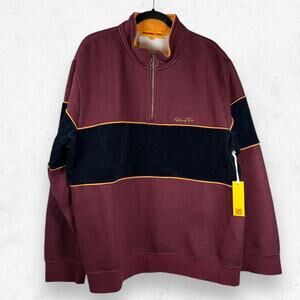 Round Two Quarter Zip Sweater Men's XXL in Maroon Heather NWT 100% Cotton